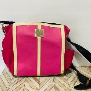 Hot Pink & Cream Miche Shoulder Bag With Gold Accents & Adjustable Strap